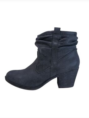 K9 Ankle Boots Women's 9 Grey Faux Leather Slouchy Heeled Pull-on Booties